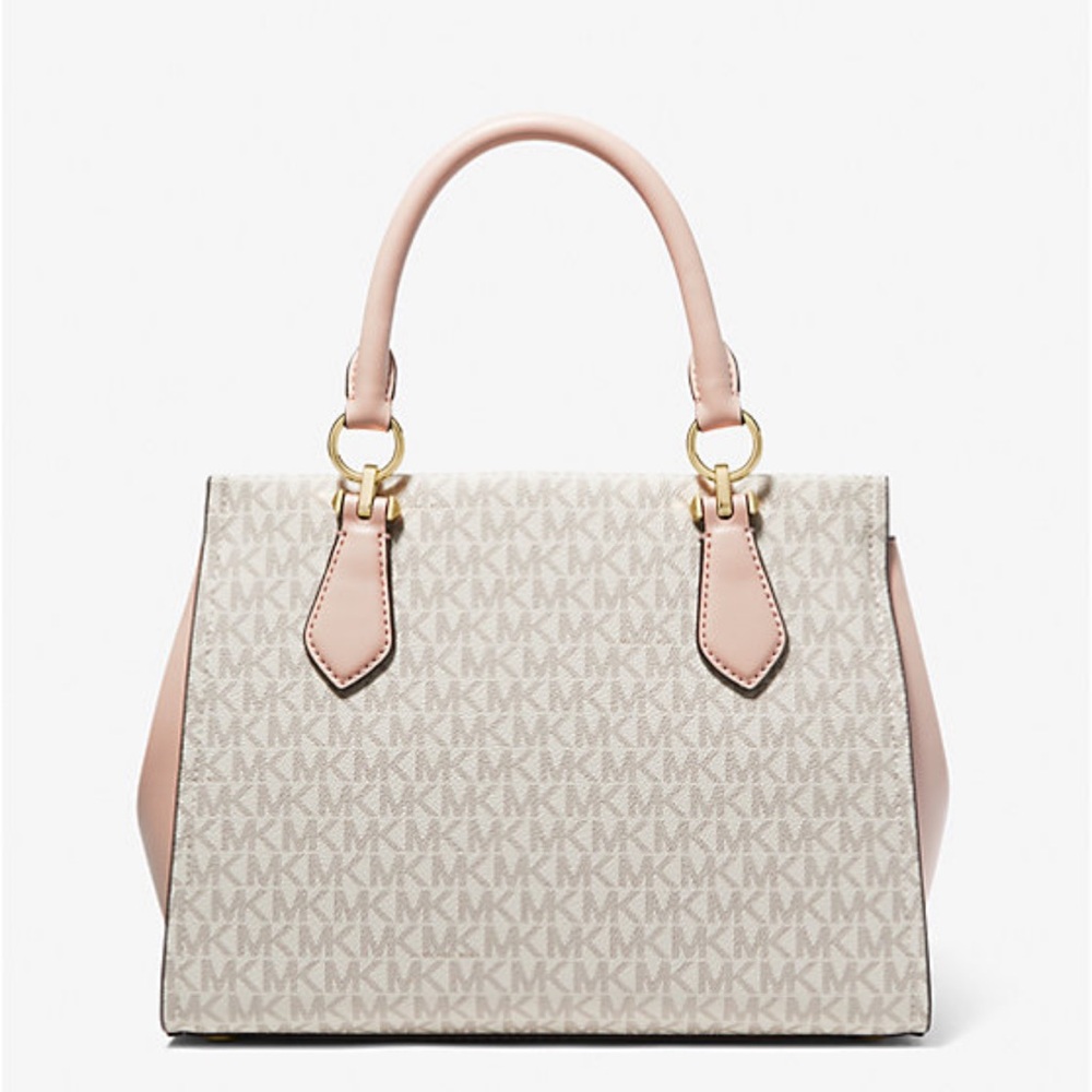 ✨✨NEW✨✨Marilyn Medium Logo Stripe Satchel.✨✨VANILLA/SOFT PINK - Picture 2 of 5